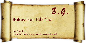 Bukovics Géza névjegykártya