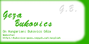 geza bukovics business card